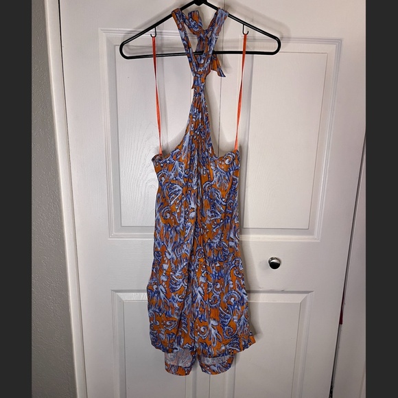 NWT BCBGMaxAzria Tie Halter L Romper with Pockets and Elastic Waist - Picture 2 of 9